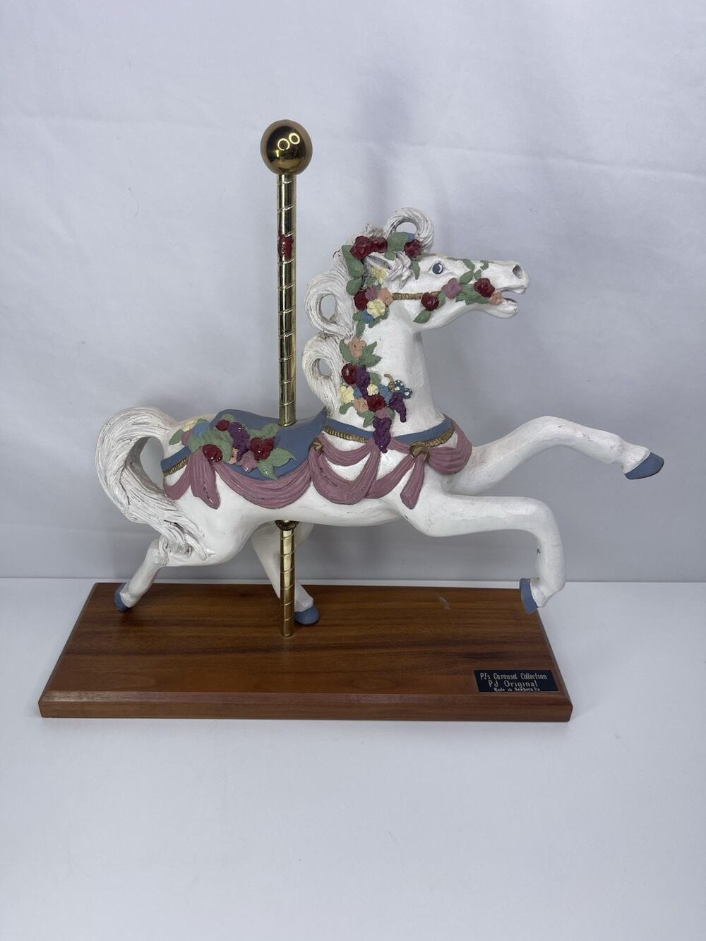 PJ’s Carousel Collection Original Horse Figurine Wooden Base Newbern VA “Flyer”